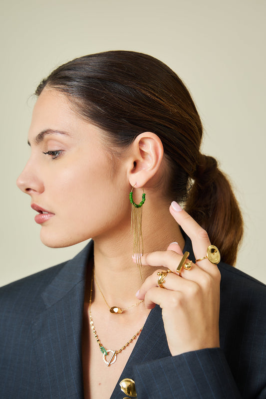 Bague Dorée Large Avec Boules