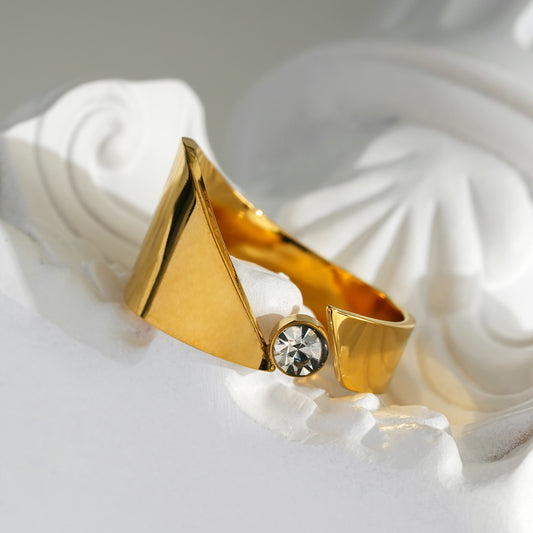 Bague Dorée Large Pointes Aiguës Avec Strass