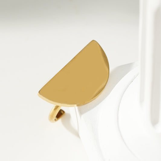 Bague Dorée Ajustable Demi-Disque Epais