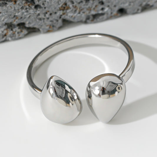 Bague Argentée Goutte Ouverture Avant