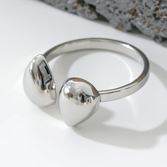 Bague Argentée Goutte Ouverture Avant