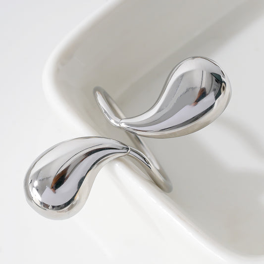 Bague Argentée Spirale Pointes En Gouttes Epaisses