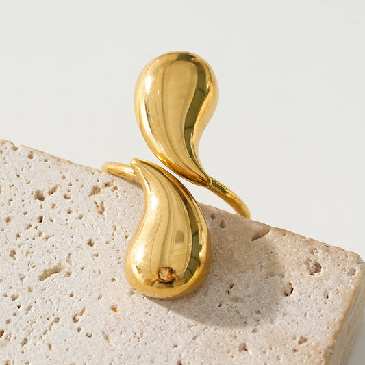 Bague Dorée Spirale Pointes En Gouttes Epaisses