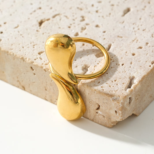 Bague Dorée Spirale Pointes En Gouttes Epaisses