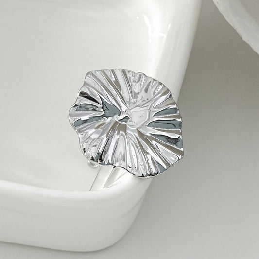 Bague Argentée Feuille de Lotus Brillante