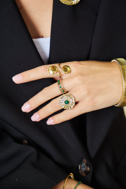 Bague Dorée Spirale Avec Deux Boutons