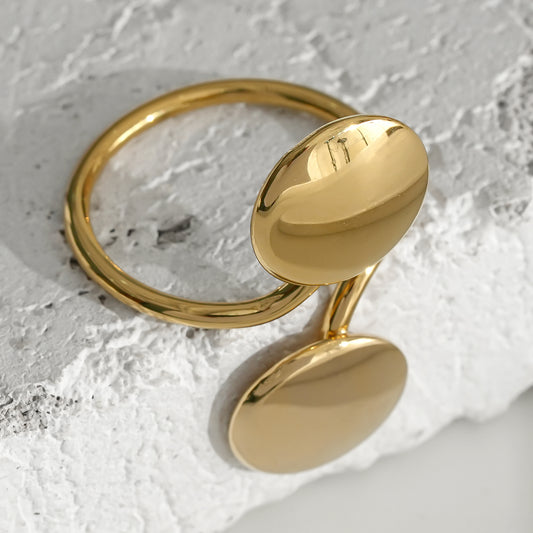 Bague Dorée Spirale Avec Deux Boutons