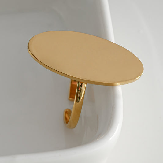 Bague Dorée Ajustable Plaque Ovale