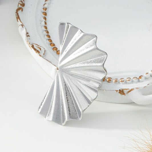 Bague Argentée Ouverte Large Eventail Ondulé