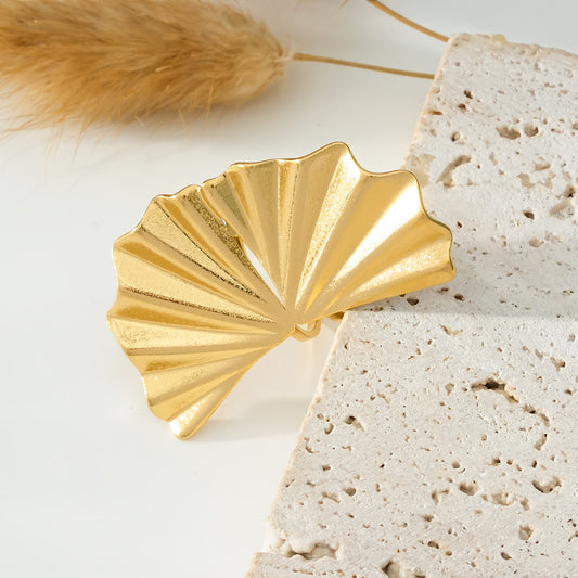 Bague Dorée Ouverte Large Eventail Ondulé