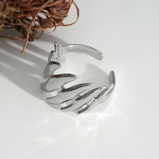 Bague Argentée Ajustable Clôtures Brillantes