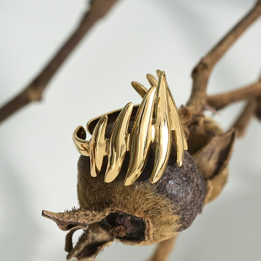 Bague Dorée Ajustable Clôtures Brillantes