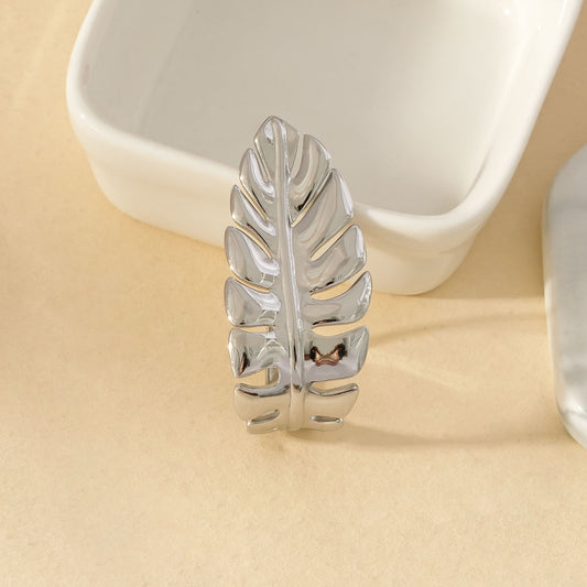 Bague Argentée Feuille Naturelle