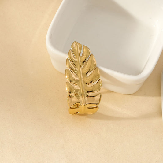 Bague Dorée Feuille Naturelle