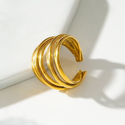 Bague Multi Lignes Dorées