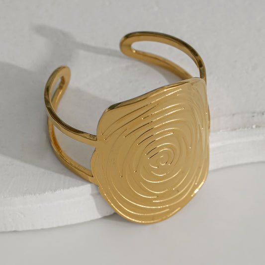 Bague Dorée Disque Motif Rose