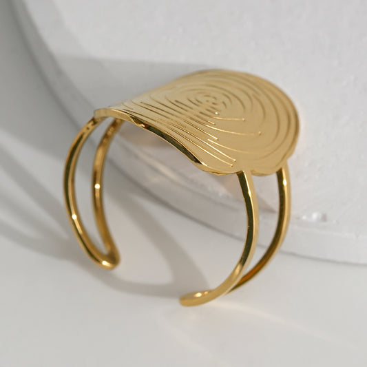 Bague Dorée Disque Motif Rose