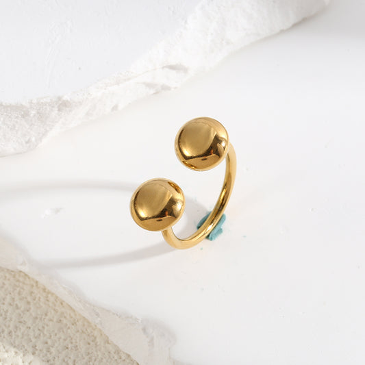 Bague Dorée Boutons Brillants Sur Pointes