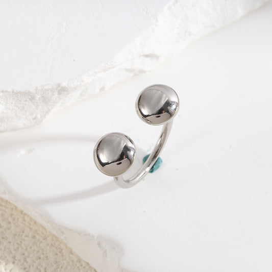 Bague Argentée Boutons Brillants Sur Pointes