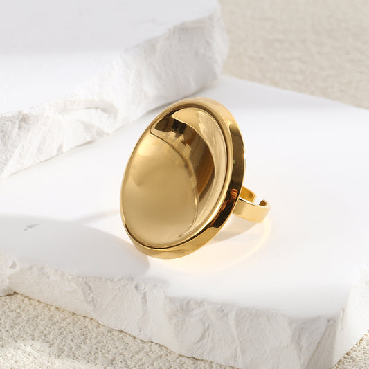 Bague Dorée Ouverte Disque Brillant