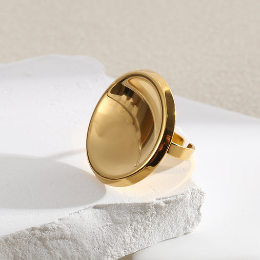 Bague Dorée Ouverte Disque Brillant