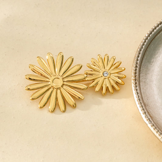 Broche Dorée Double Tournesols Brillants