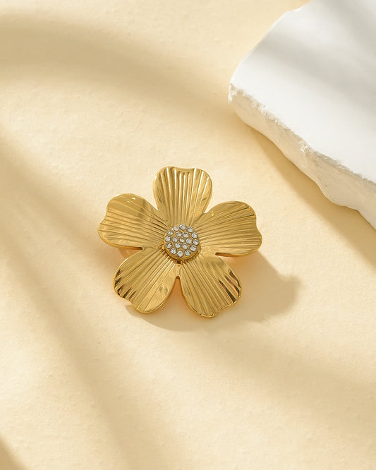 Broche Fleur Avec Strass