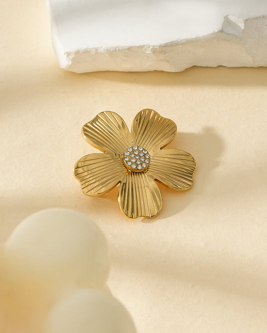 Broche Fleur Avec Strass