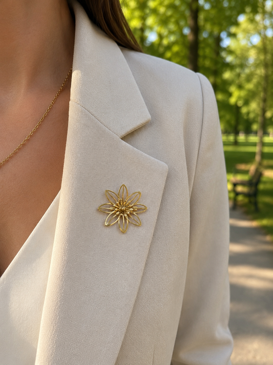 Broche Dorée Fleurs