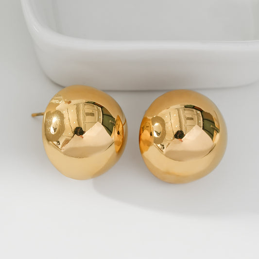 Boucles d'Oreilles Dorées Puces Hémisphères Brillants