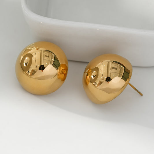 Boucles d'Oreilles Dorées Puces Hémisphères Brillants