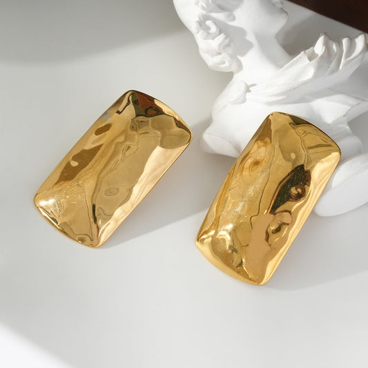 Boucles d'Oreilles Dorées Plaques Rectangulaires Clip