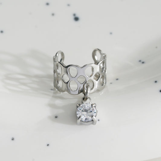 Bague d'oreilles Earcuff Argentée avec Strass Pendentif