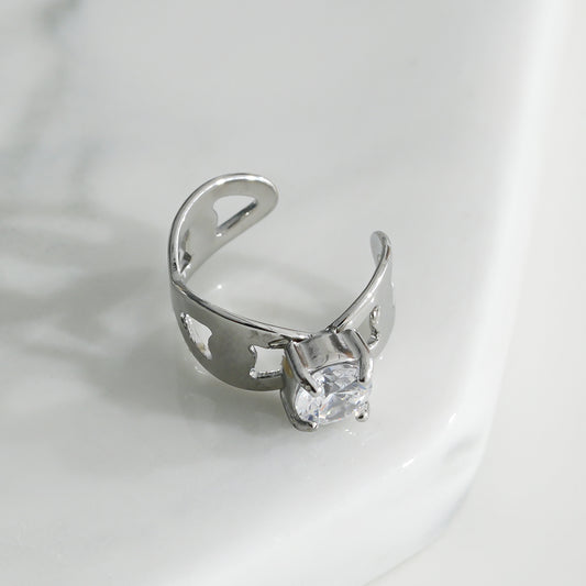 Bague d'oreilles Earcuff Argentée avec Strass