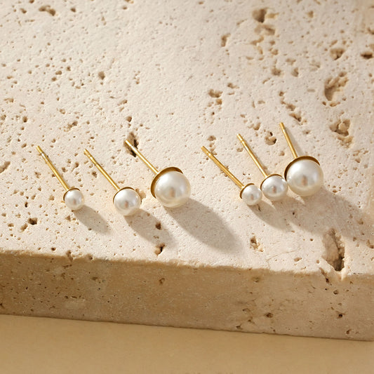 Lot de 3 Paires de Boucles d'Oreilles Perles Tailles Différentes