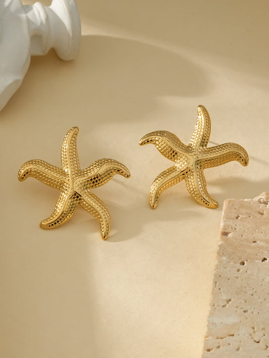 Boucles d'Oreilles Dorées Etoiles de Mer Brillantes