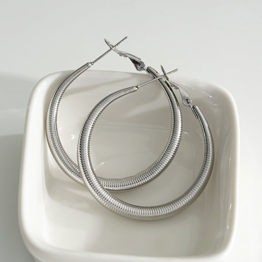 Boucles d'Oreilles Argentées Créoles Motifs Ressorts