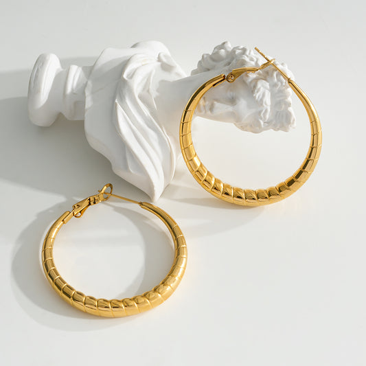 Boucles d'Oreilles Dorées Créoles Motifs Crevettes