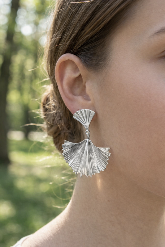 Boucles d'Oreilles Forme de Feuilles Ginkgo