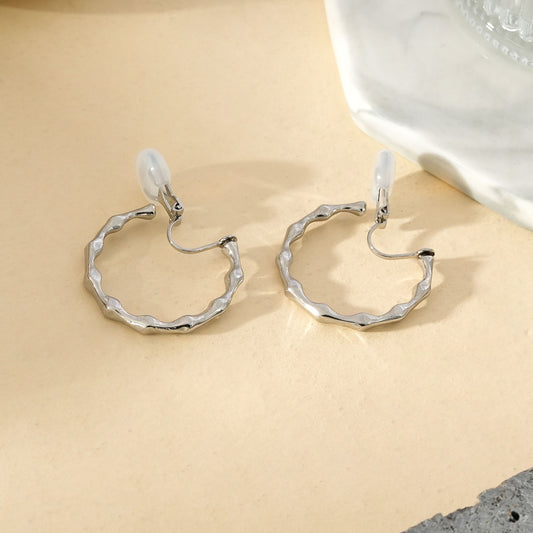Boucles d'Oreilles à Clips Créoles Ondulées