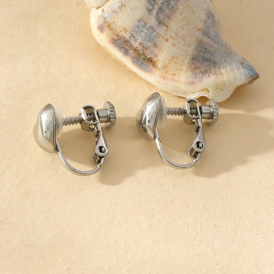 Boucles d'Oreilles à Clip Cœur Éclat Argenté Raffiné