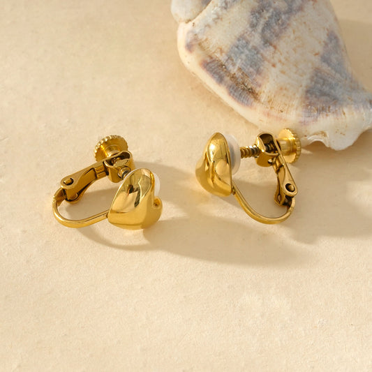 Boucles d'Oreilles à Clip Cœur Éclat Doré Raffiné