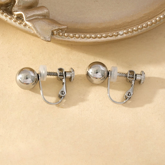 Boucles d'Oreilles à Clips Argentées Sphères Élégantes