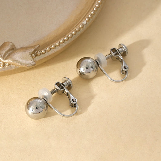Boucles d'Oreilles à Clips Argentées Sphères Élégantes