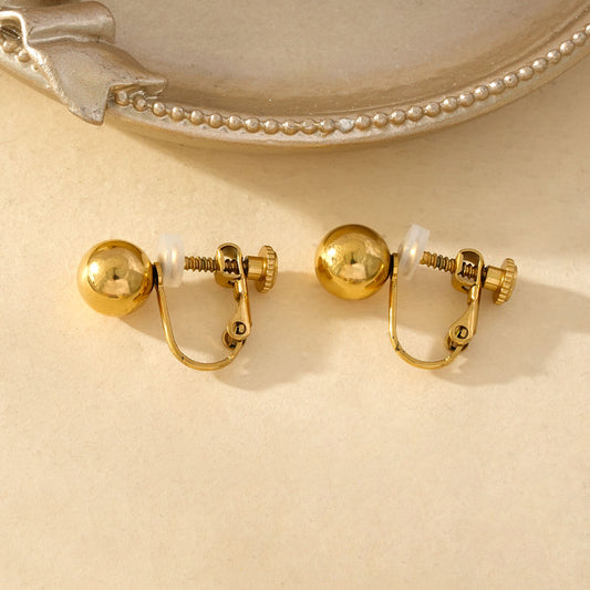 Boucles d'Oreilles à Clips Dorées Sphères Élégantes