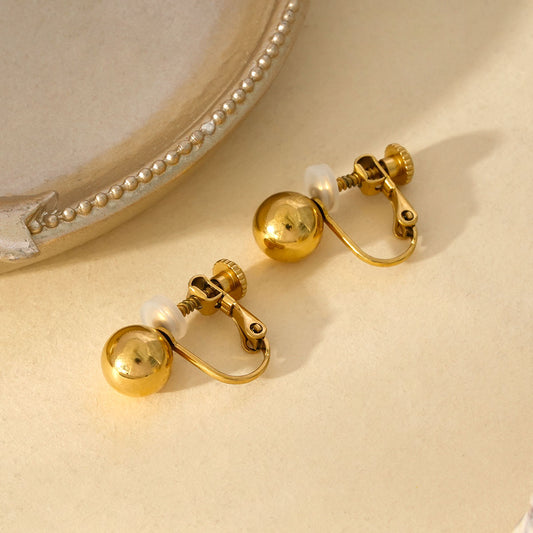 Boucles d'Oreilles à Clips Dorées Sphères Élégantes