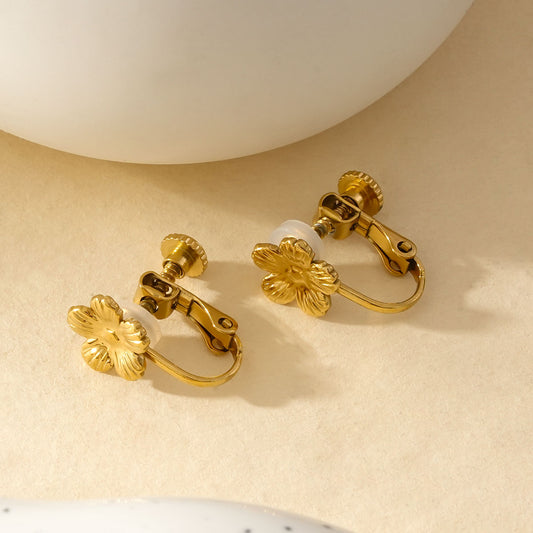 Boucles d'Oreilles à Clip Avec Motif Fleur