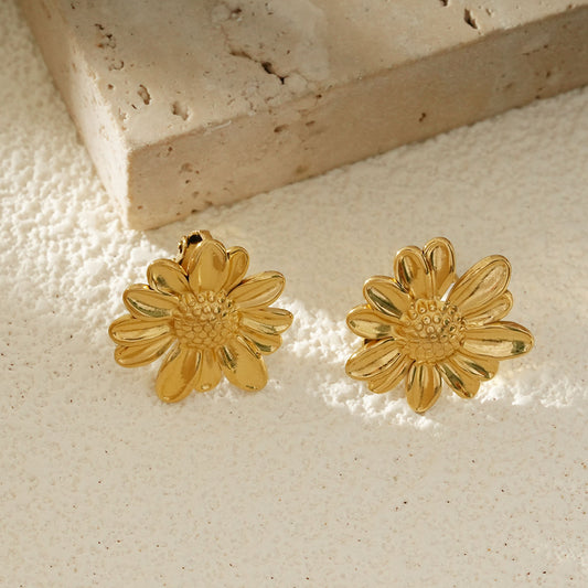 Boucles d'Oreilles À Clip Marguerites Dorées
