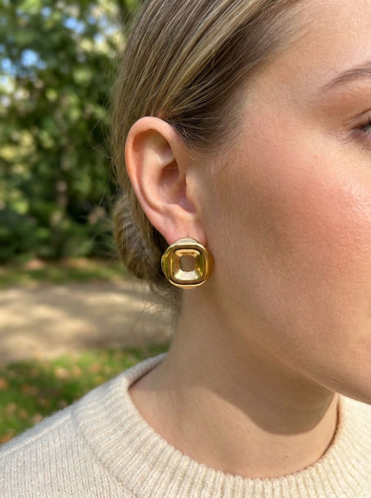 Boucles d'oreilles puce carré dorées