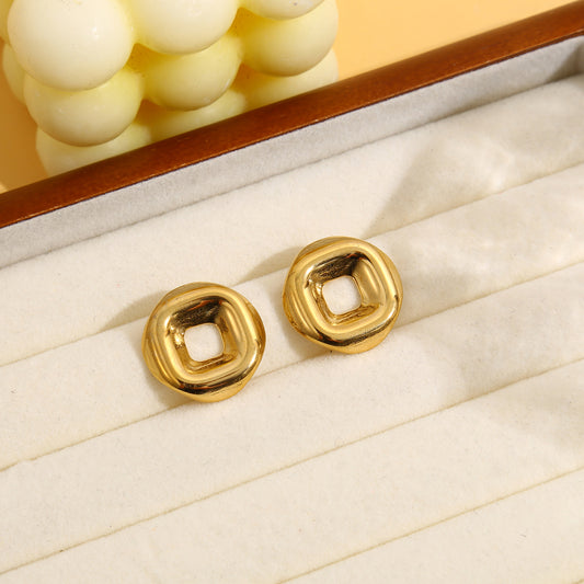 Boucles d'oreilles puce carré dorées